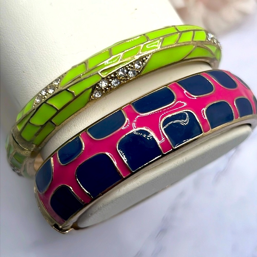 Set of Two Hinged Colorful Bracelets.